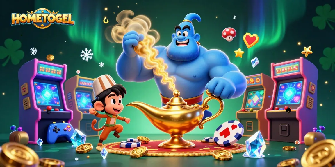 Engage with HOMETOGEL through dynamic gaming visuals with magical elements and casino excitement.