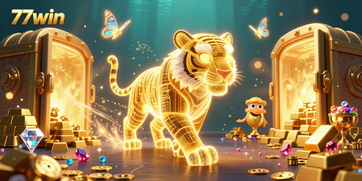 Experience the thrill of 77win with dazzling treasures in a vibrant digital casino atmosphere.