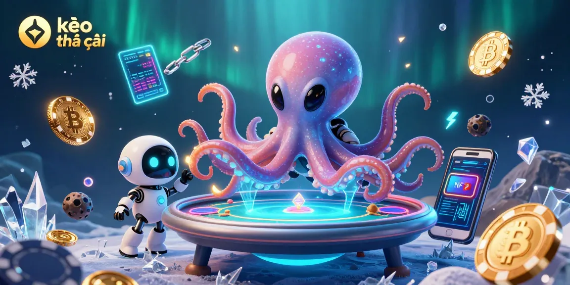 Engage with cutting-edge kèo nhà cái gaming featuring symbols and characters in holographic poker setting.