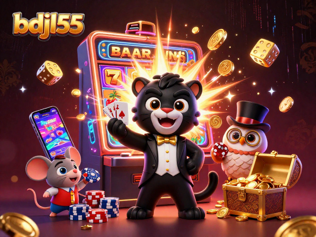 Engage with bdjl55 exciting casino action featuring a charming panther dealer, owl, and lucky mouse.