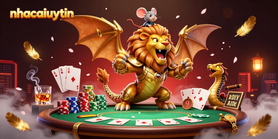 Experience the thrill of gambling with nhacaiuytin in this vibrant casino illustration featuring poker elements.
