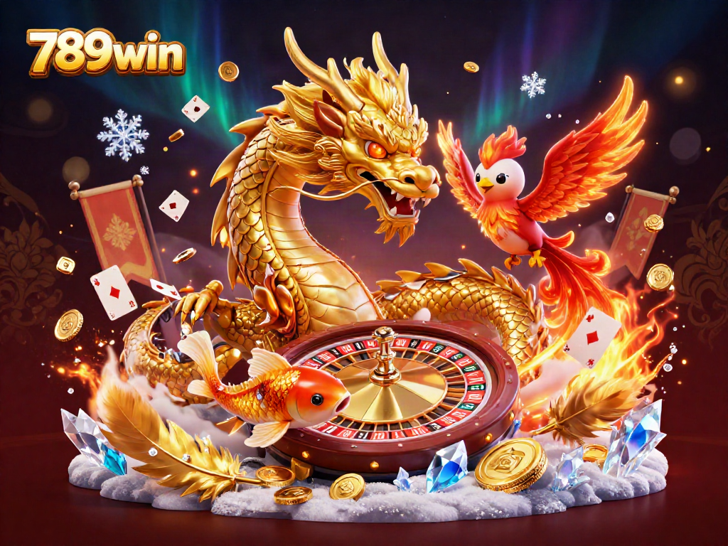 Engage with thrilling gameplay at 789win featuring 3D dragon, phoenix, and koi fish.