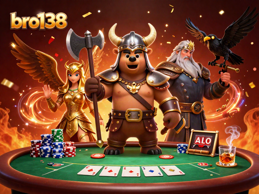 Engage with bro138 in an exhilarating poker showdown with epic Viking characters.