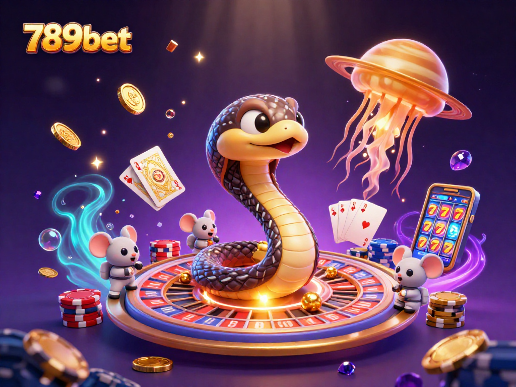 Play exciting games at 789bet with thrilling bets around a cosmic roulette wheel illustrated dynamically.