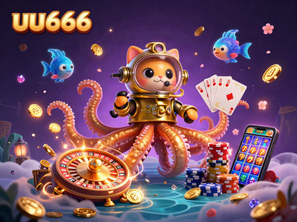 Engage with uu666 in an exciting online casino scene featuring a kraken and treasure elements.