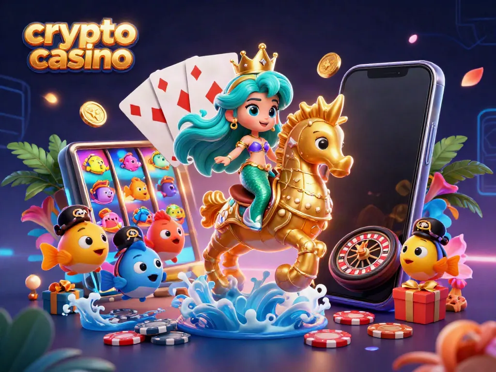Engage in thrilling action at a vibrant crypto casino featuring a magical mermaid princess.