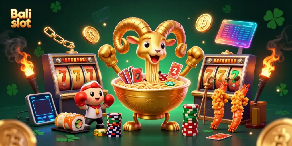 Experience thrilling Bali slot action with unique characters and vibrant casino elements.