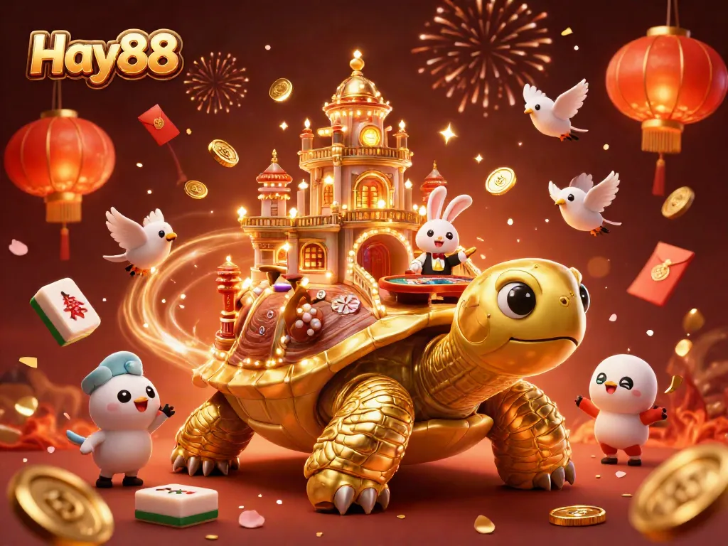 Place your bets at Hay88 with a dynamic casino scene featuring vibrant characters and exciting gaming elements.
