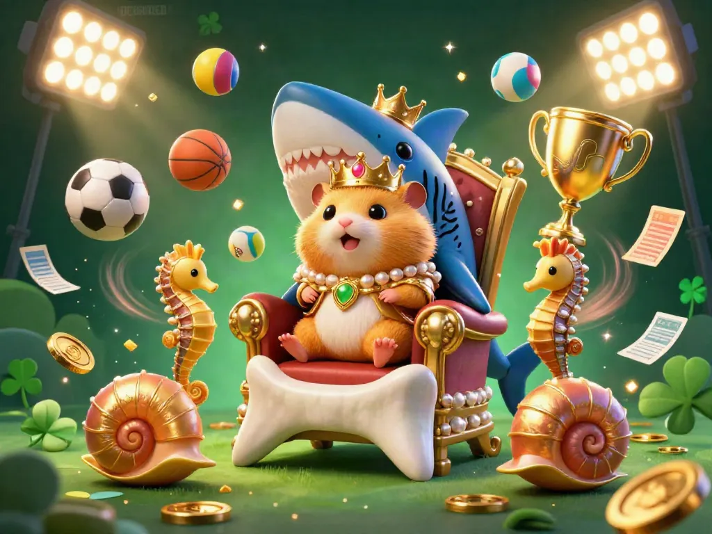 Experience thrilling gaming at IDC88JOKER with the hamster king amidst vibrant sports elements.