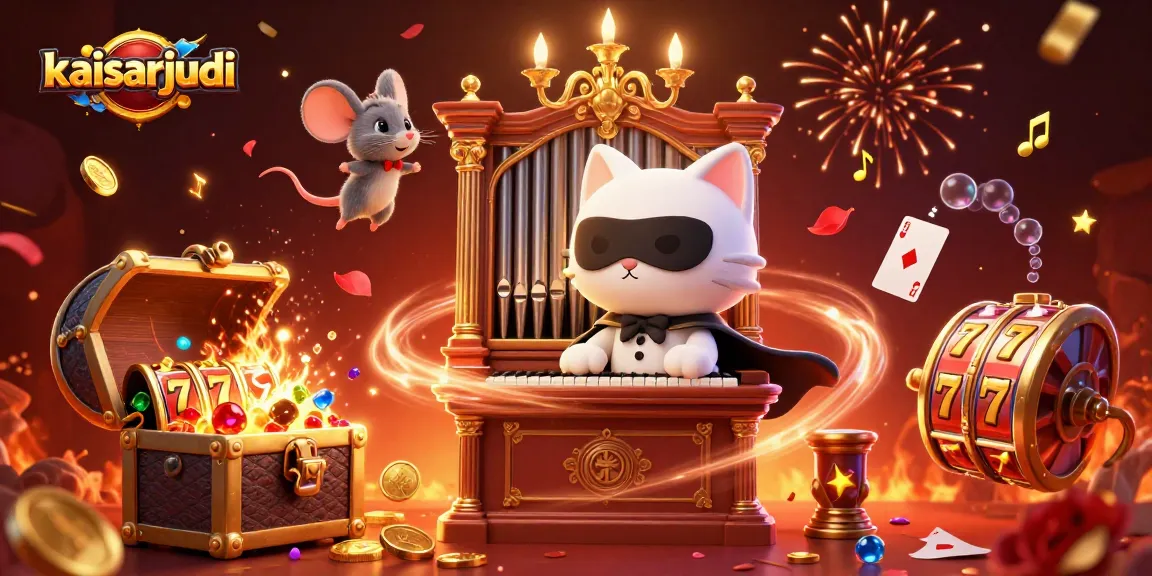 Kaisarjudi unleashes thrilling jackpot excitement with a magical game scene filled with vibrant casino elements.