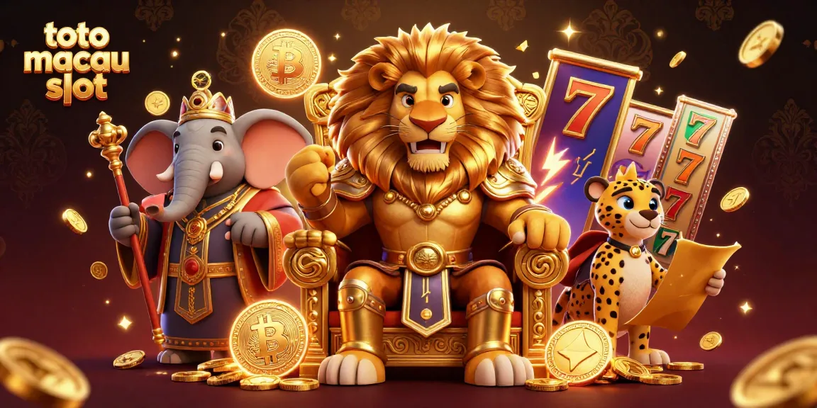 Kalahkan permainan slot di toto macau slot dengan karakter menawan seperti raja singa dan elemen berkilau.